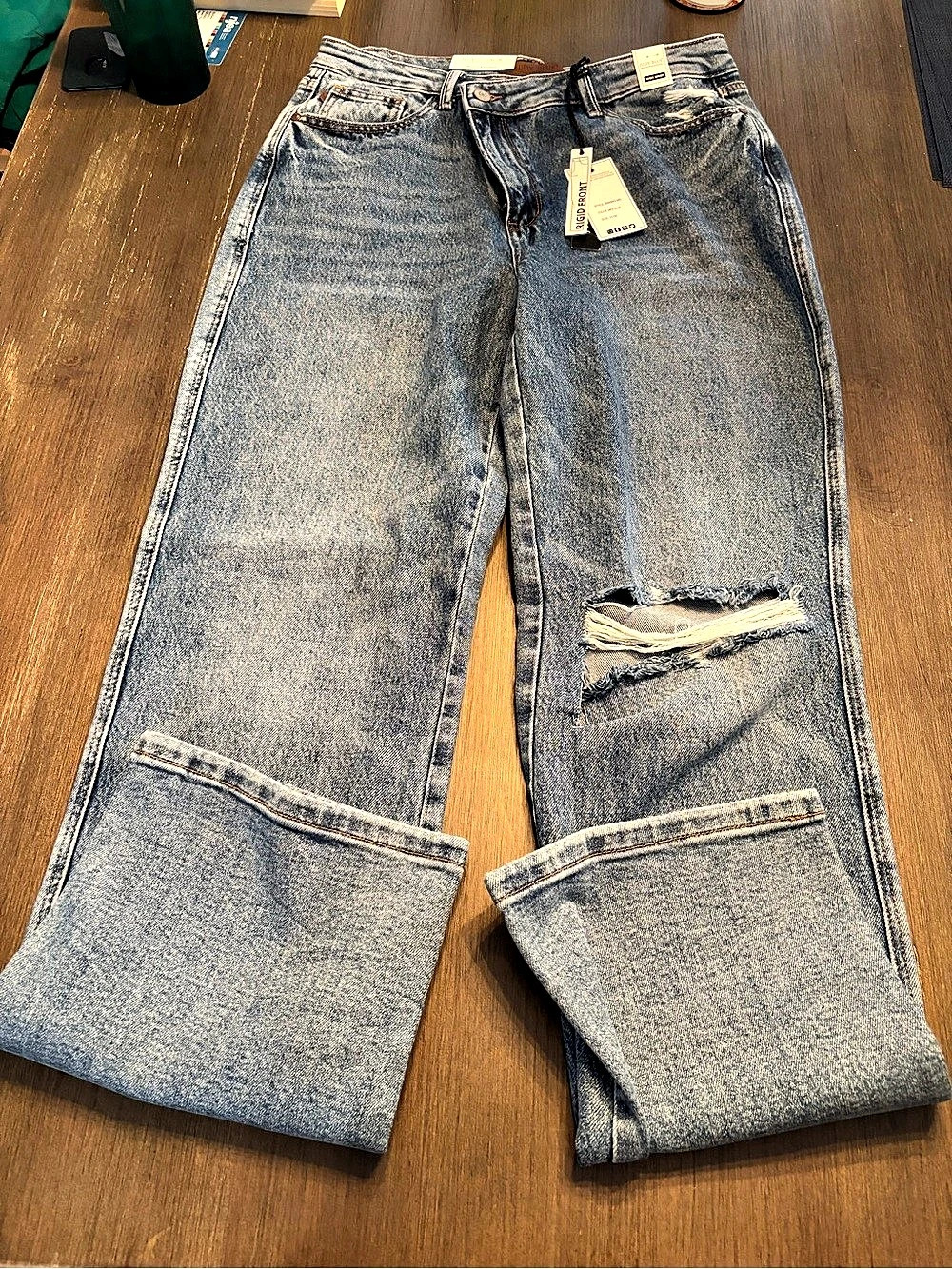 Judy Blue Padre Dad Jeans Distressed Straight Leg Blue Waist 11/30